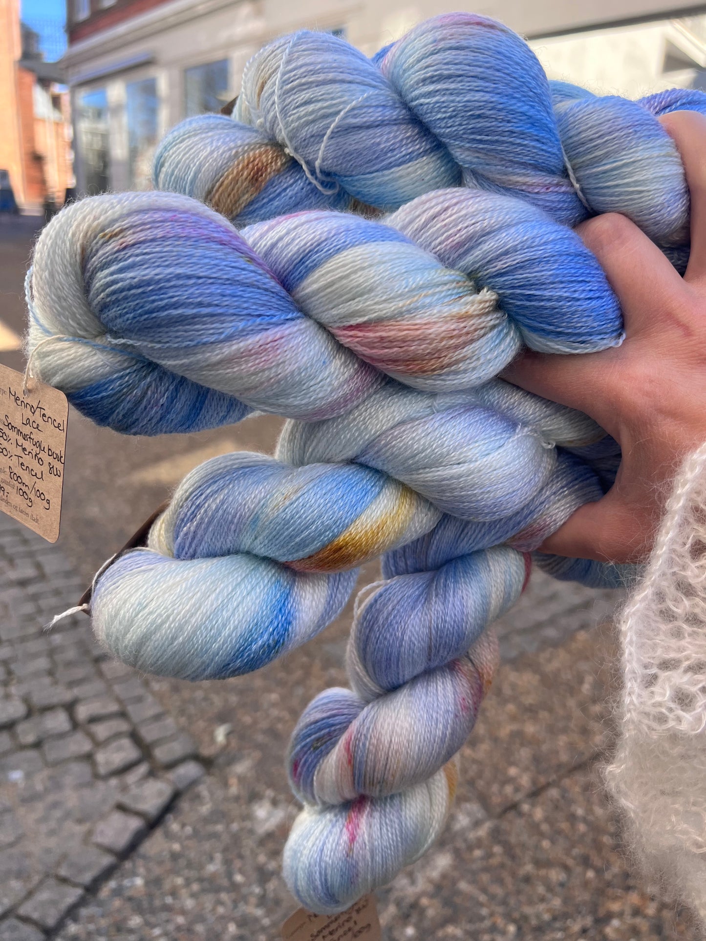 Sequin Hand Dyed Merino Tencel Lace 100g - Butterfly Bush