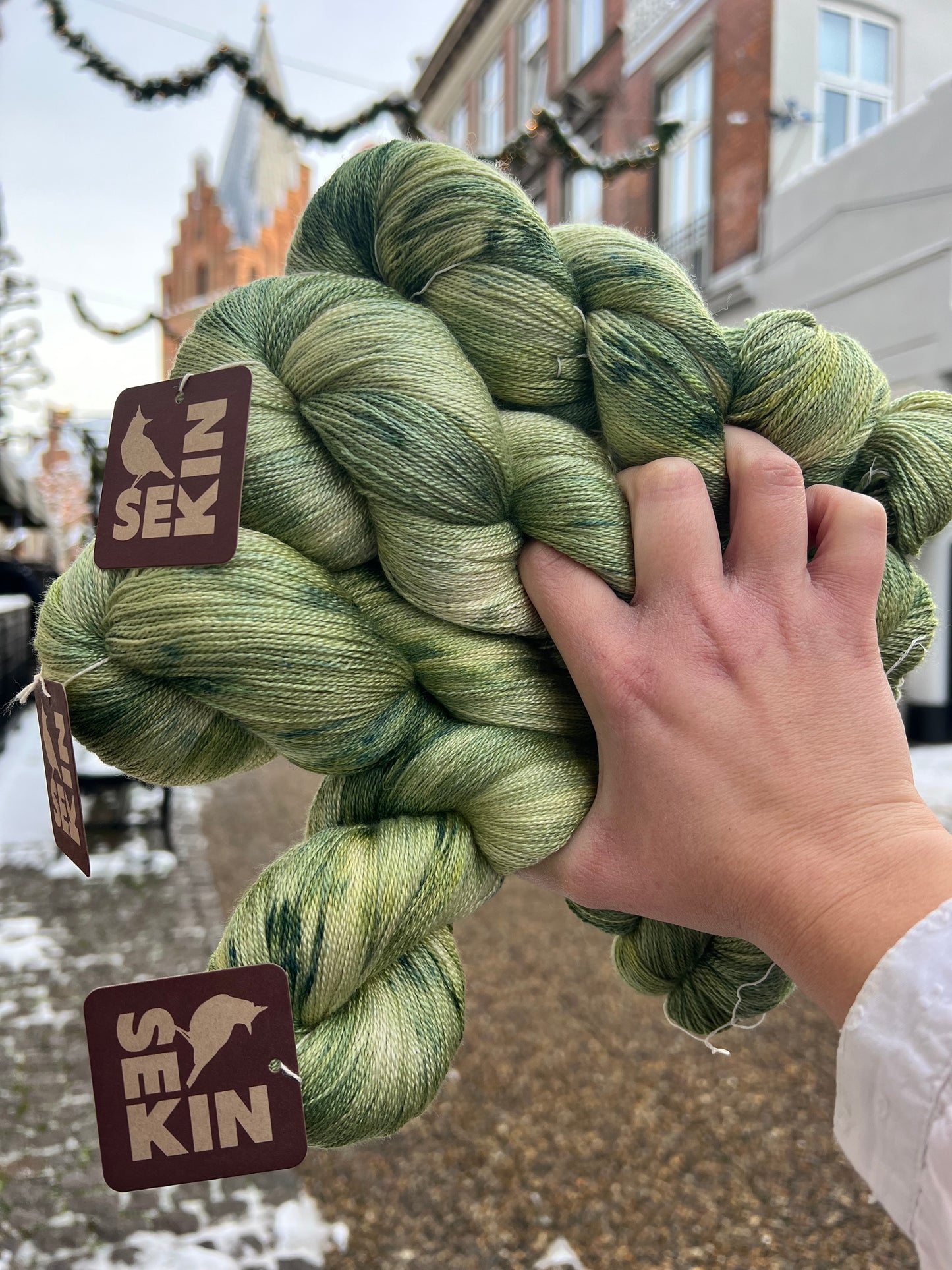 Sequin Hand Dyed Seasilk Lace 100g - Leaves
