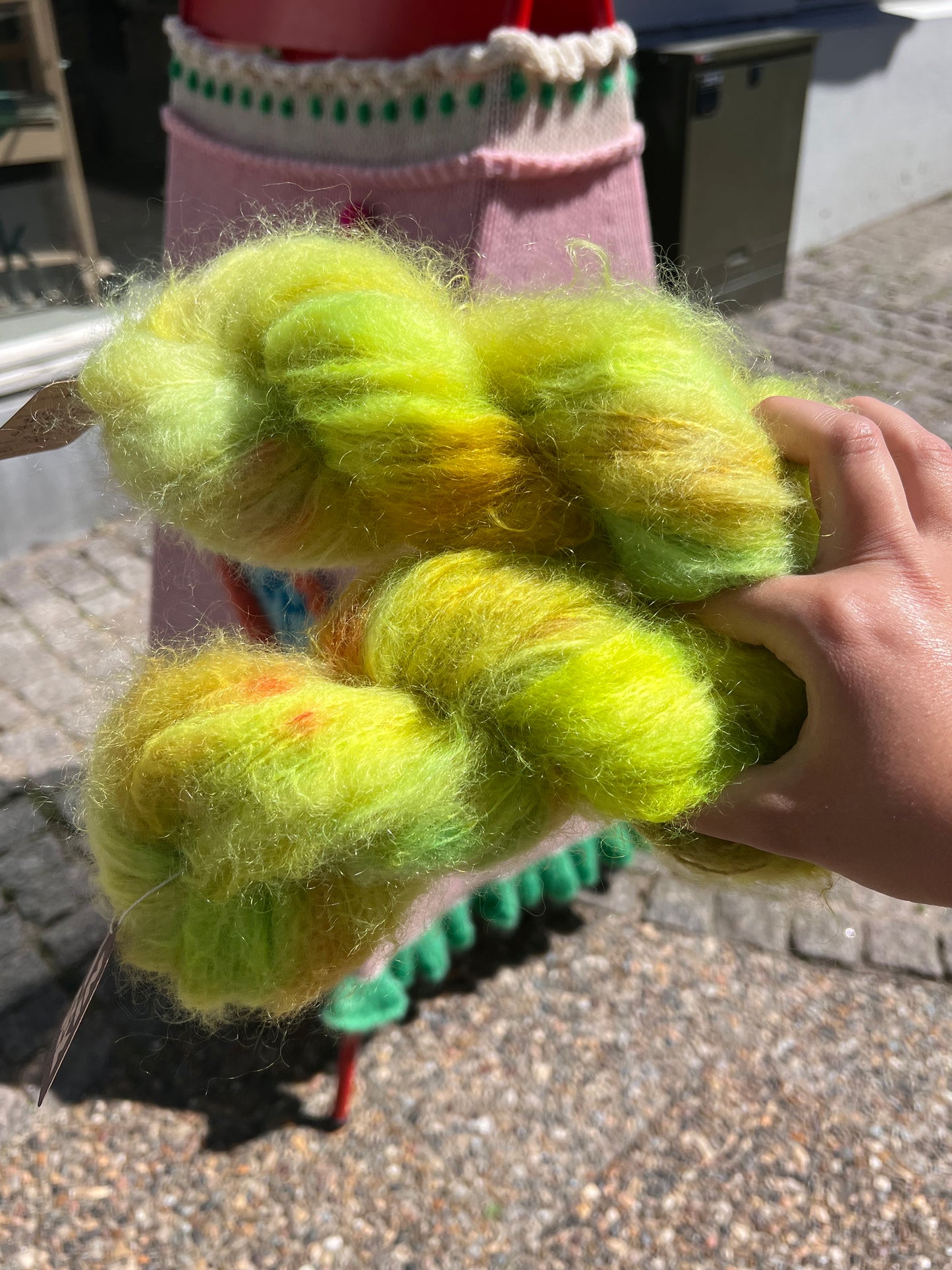 Sequin Hand Dyed Bold Mohair 100g - “Chicken Dance”