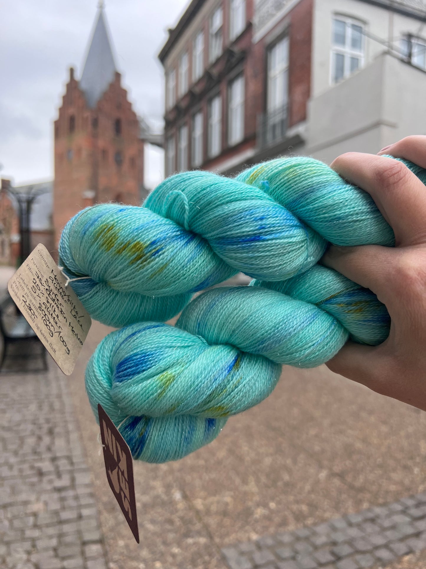 Sequin Hand Dyed Merino Silk Glitter Lace 100g - Surfer