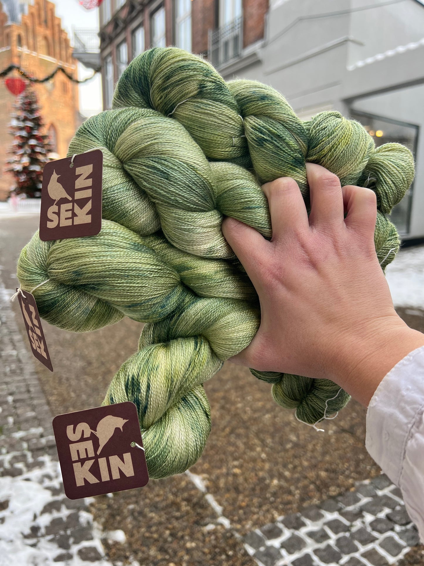 Sequin Hand Dyed Seasilk Lace 100g - Leaves