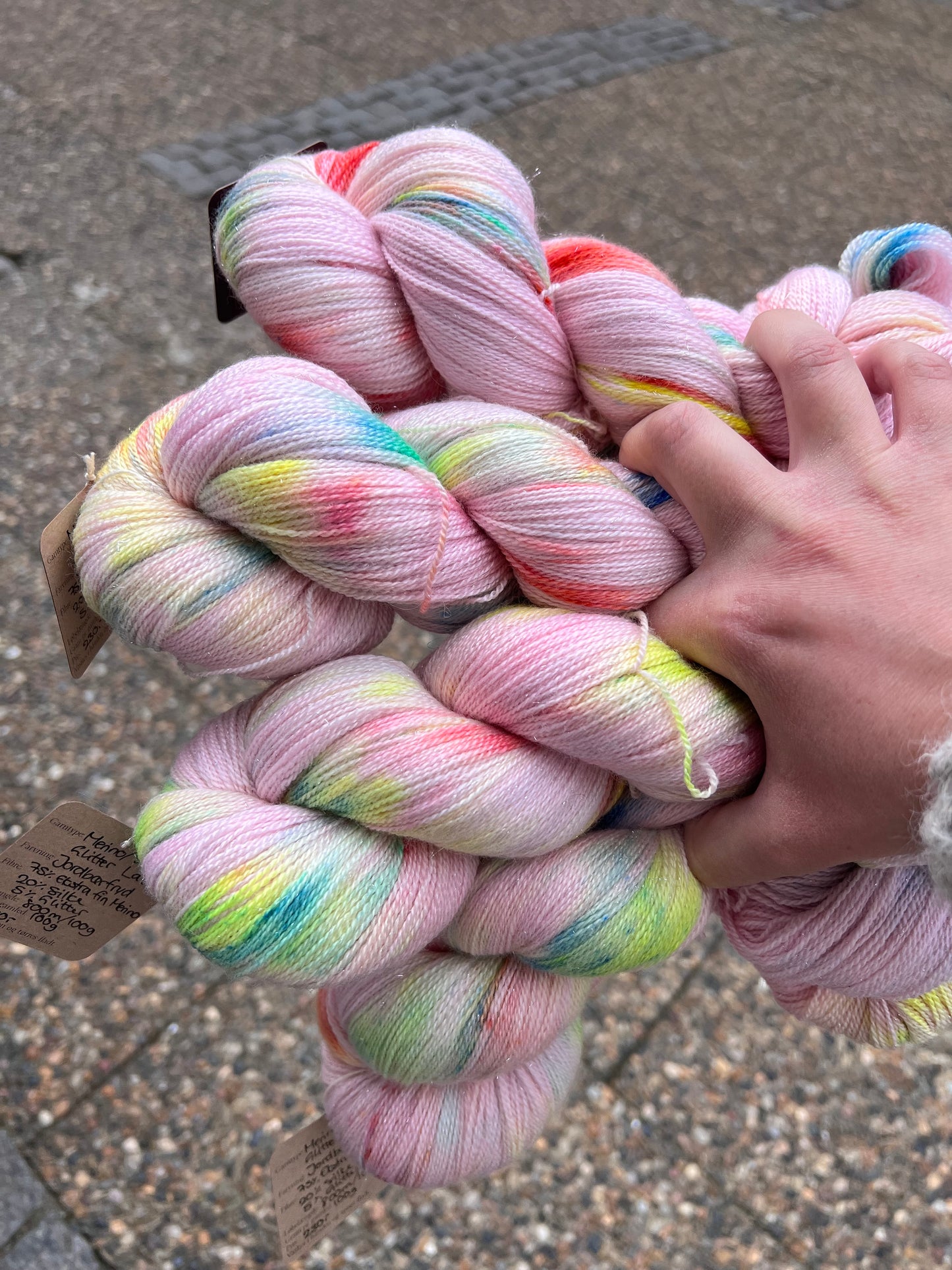 Sequin Hand Dyed Merino Silk Glitter Lace 100g - Strawberry Shortcake