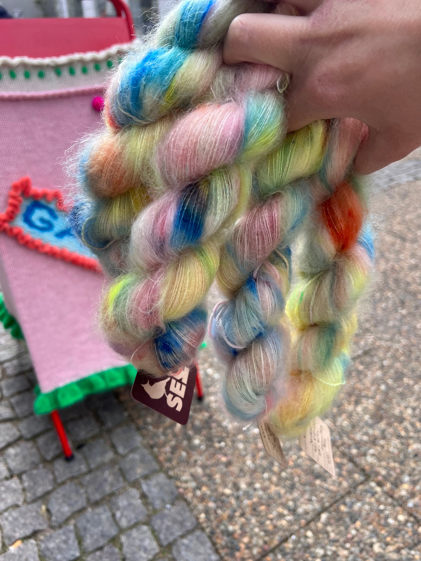 Sequin Hand Dyed Kidsilk Lace 50g - Strawberry Shortcake
