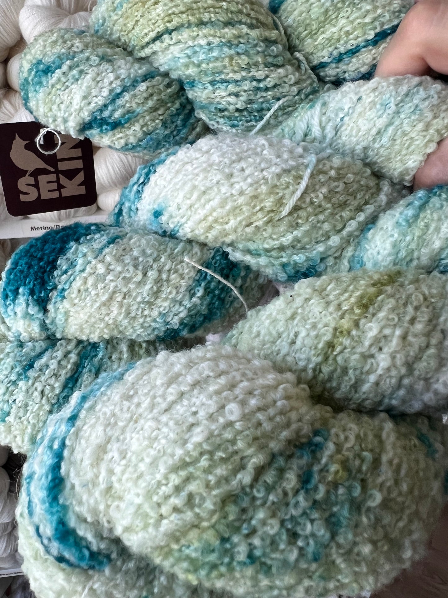 Sekin Håndfarvet Merino Boucle 100g - “Tangsuppe”