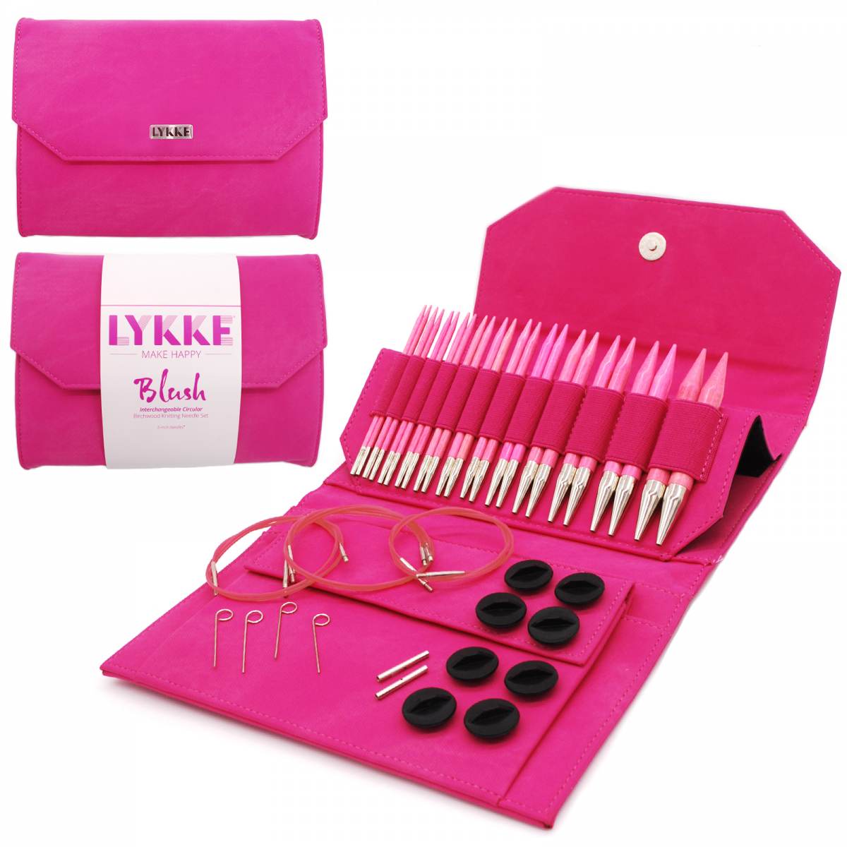 Lykke Needles 5" Rundpindesæt 'Blush' (wirer med drejeled)