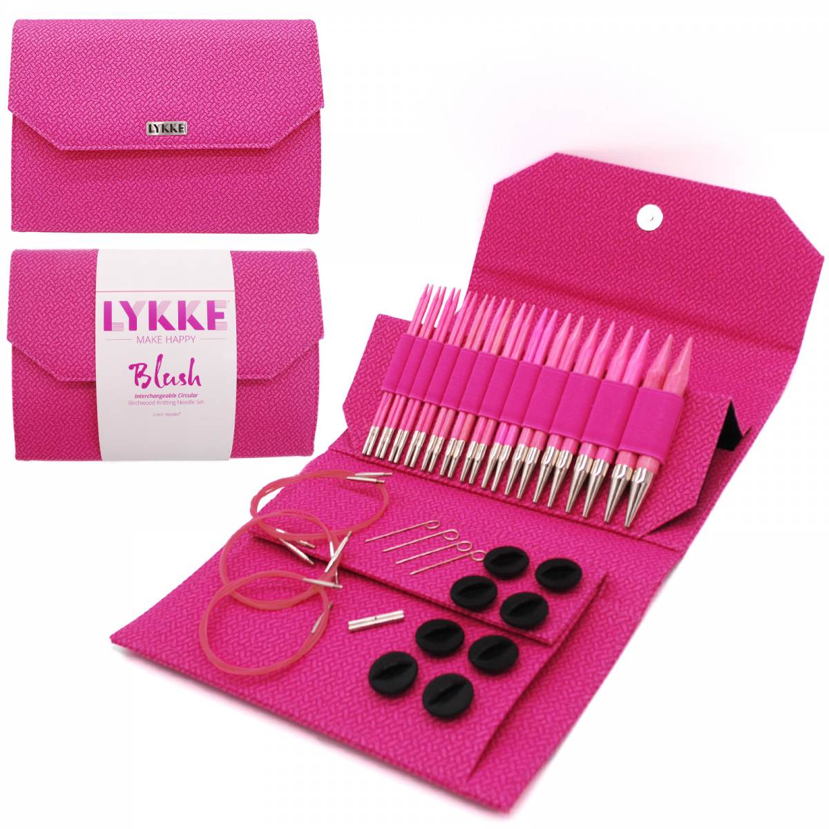 Lykke Needles 5" Rundpindesæt 'Blush' (wirer med drejeled)
