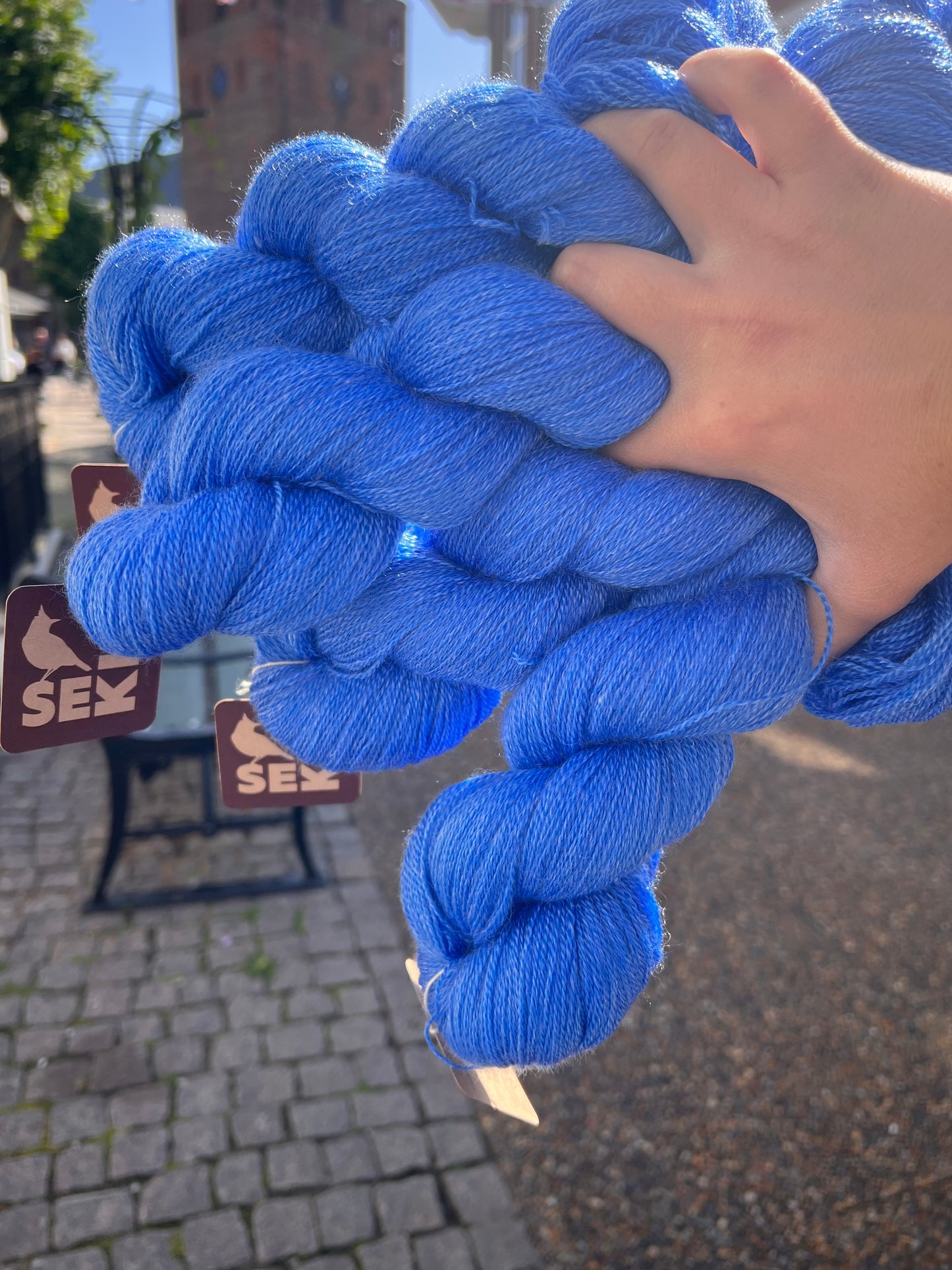 Sekin Håndfarvet Merino Tencel Lace 100g - Blue Owls