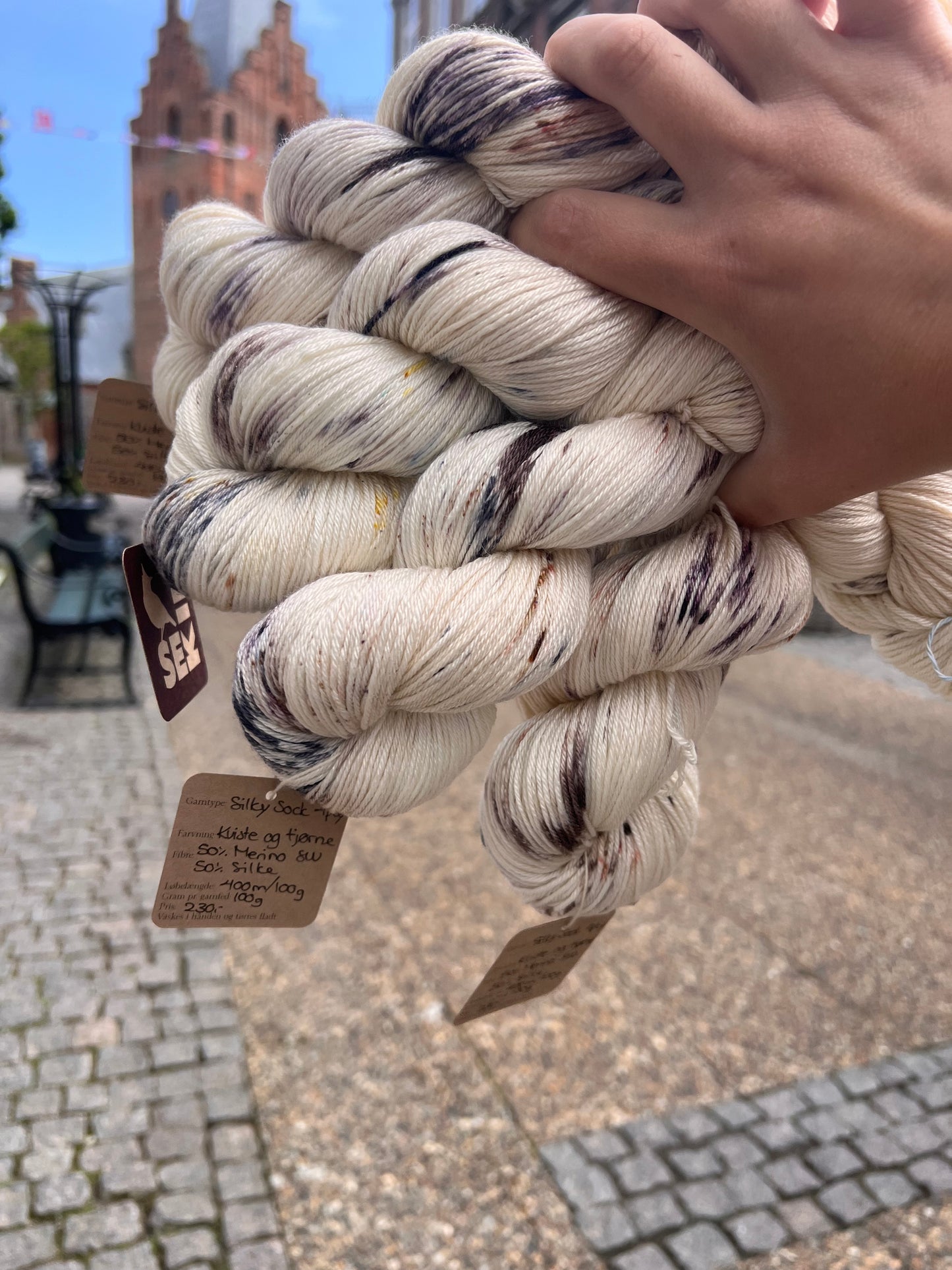 Sekin Håndfarvet Silke Merino 4ply 100g - Kviste og torne